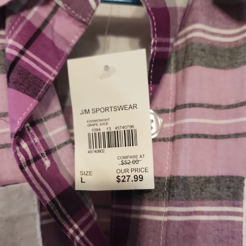 Cato Pink and White Plaid Blouse with Sequins - Picture 4 of 7